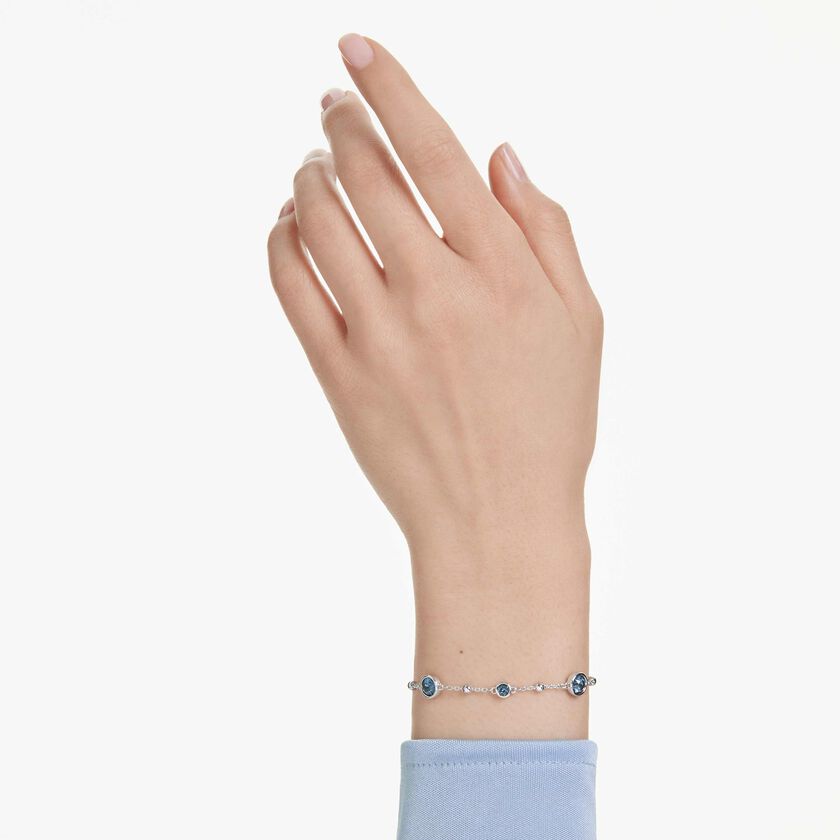 swarovski imber bracelet  round cut  blue  rhodium plated