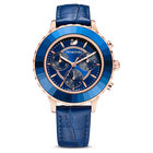 ساعة Octea Lux Chrono، حزام جلد، لون أزرق، طلاء PVD ذهبي وردي