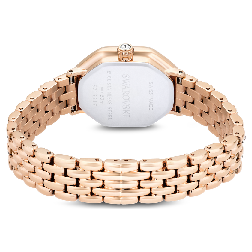 swarovski dextera octagon watch  swiss made  metal bracelet  gold tone  rose gold tone finish