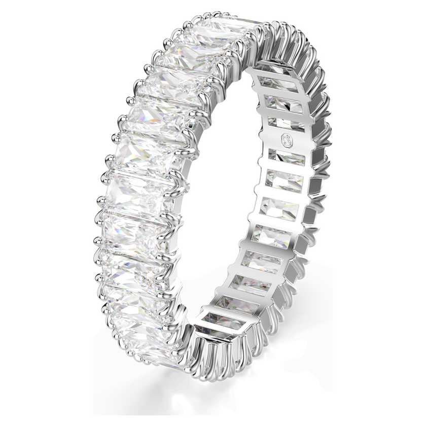 swarovski matrix ring  baguette cut  white  silver tone finish