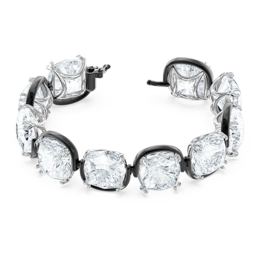Harmonia bracelet, Cushion cut crystals, White, Mixed metal finish