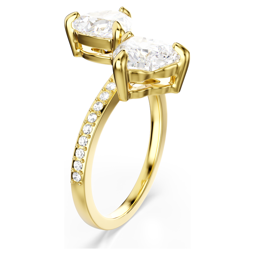 swarovski mesmera attract open ring  heart cut  pav   heart  white  gold tone plated
