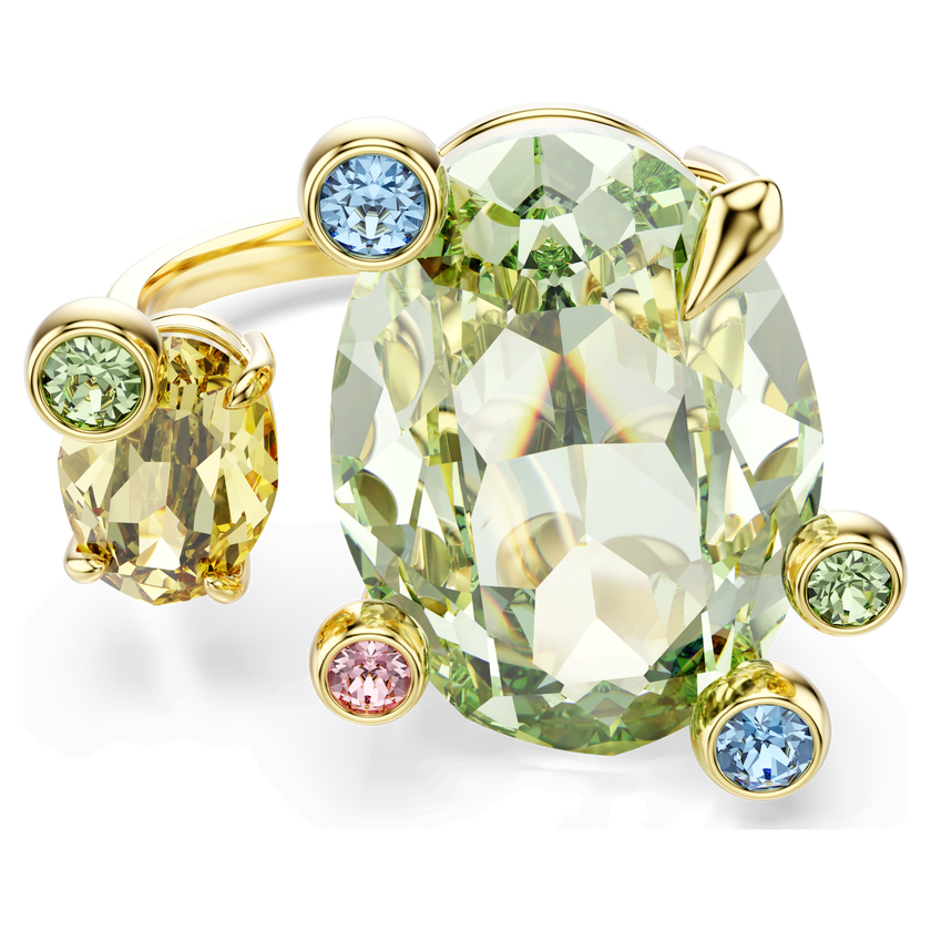 swarovski gema open ring  mixed cuts  multicolored  gold tone plated