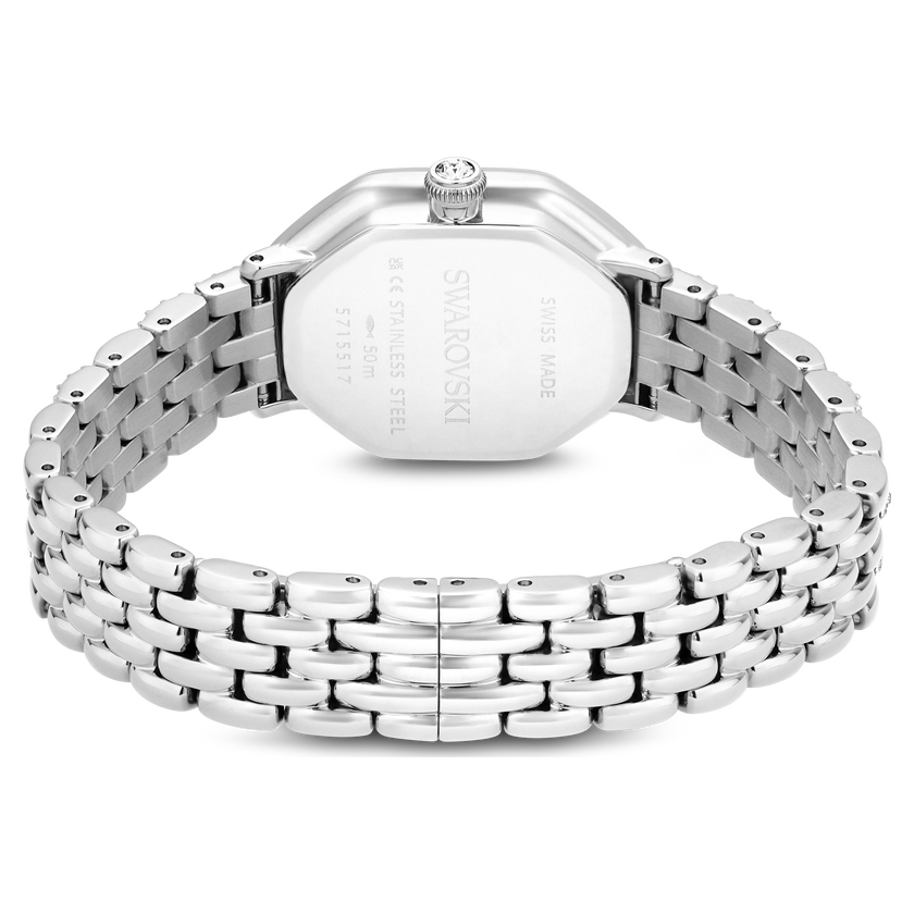 swarovski dextera octagon watch  swiss made  metal bracelet  silver tone  stainless steel