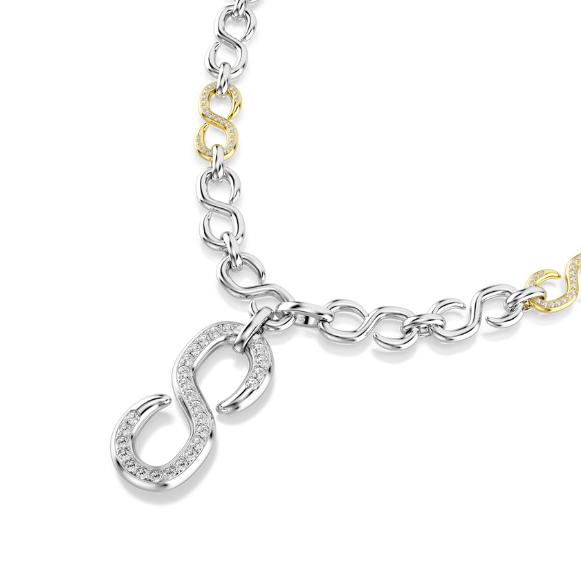 swarovski dextera strandage  round cut  white  mixed metal finish