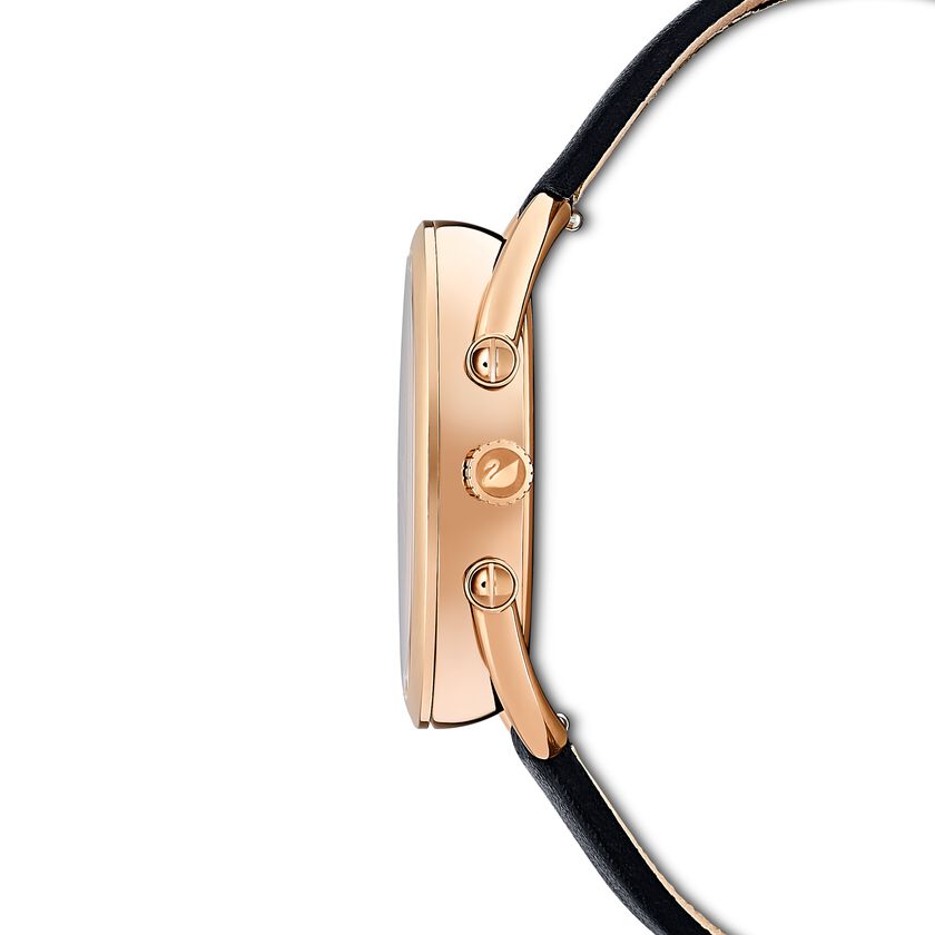 ukrudtsplante interview Ydeevne Buy Swarovski Crystalline Glam Watch, Leather Strap, Black, Rose gold tone