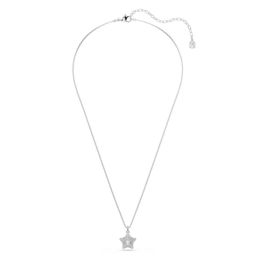 swarovski sublima pendant  round cut  star  white  rhodium plated