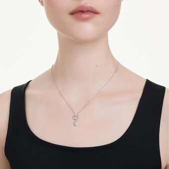 swarovski قلادة mesmera، شكل كمثرى، لون أبيض، طلاء روديوم