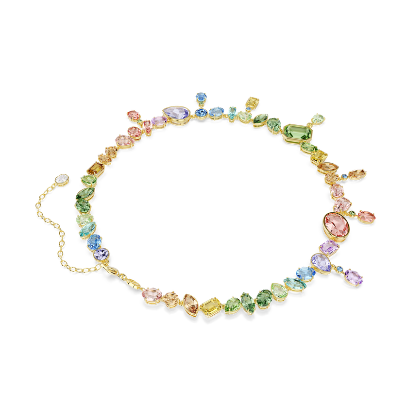swarovski عقد gema، قطع متنوع، أحجار كريستال متدلية، ألوان متعددة، لمسة نهائية من الذهب عيار 18 قيراط