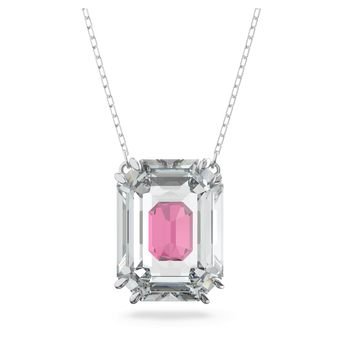 swarovski chroma necklace  pink  rhodium plated