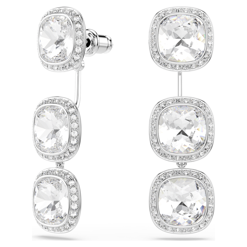 swarovski una angelic earrings  cushion cut  white  rhodium plated