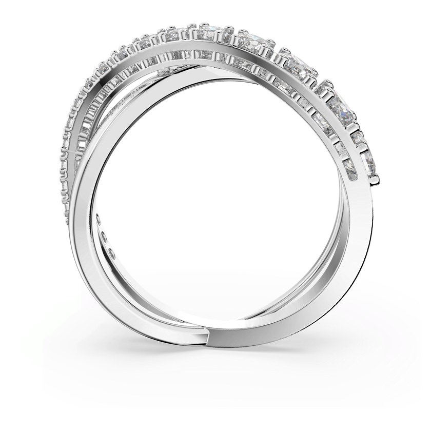 swarovski خاتم hyperbola، قطع مستدير، لون أبيض، طلاء روديوم