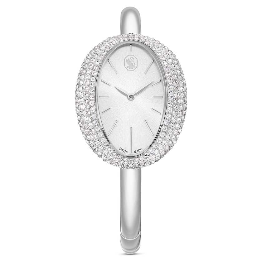 swarovski ساعة imber bangle، صناعة سويسرية، سوار معدني، لون فضي، ستانلس ستيل