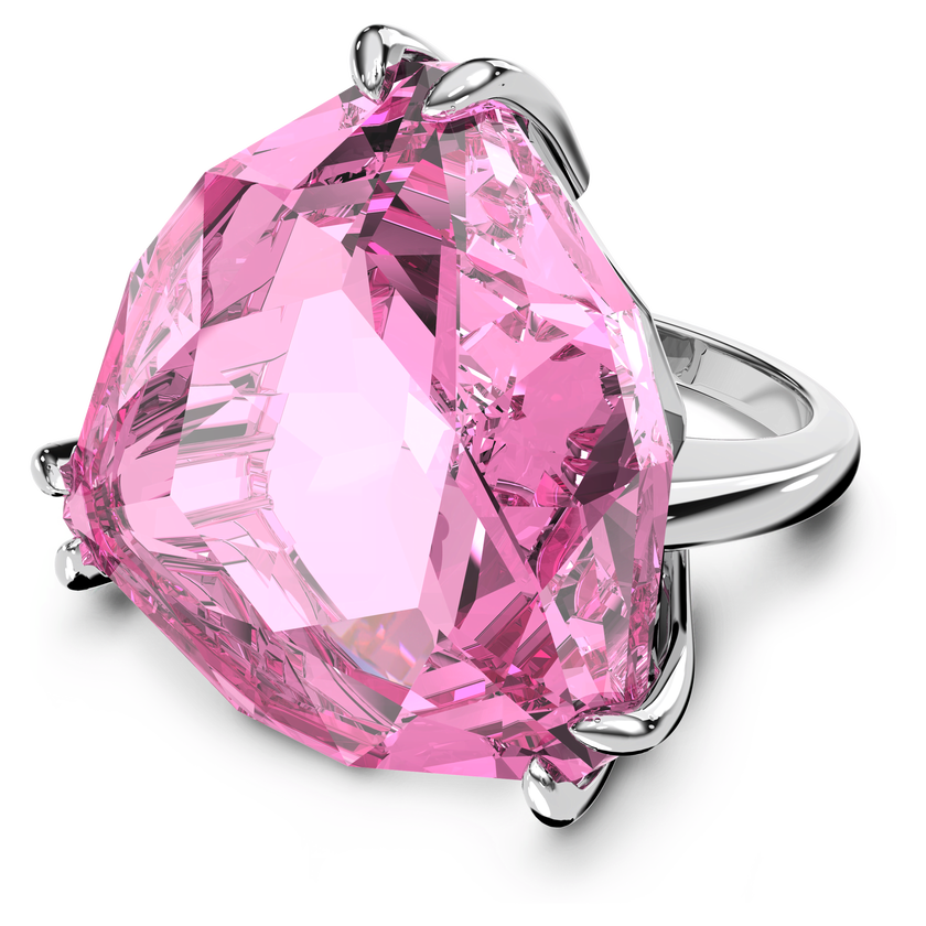 swarovski millenia cocktail ring  trilliant cut crystal  pink  rhodium plated