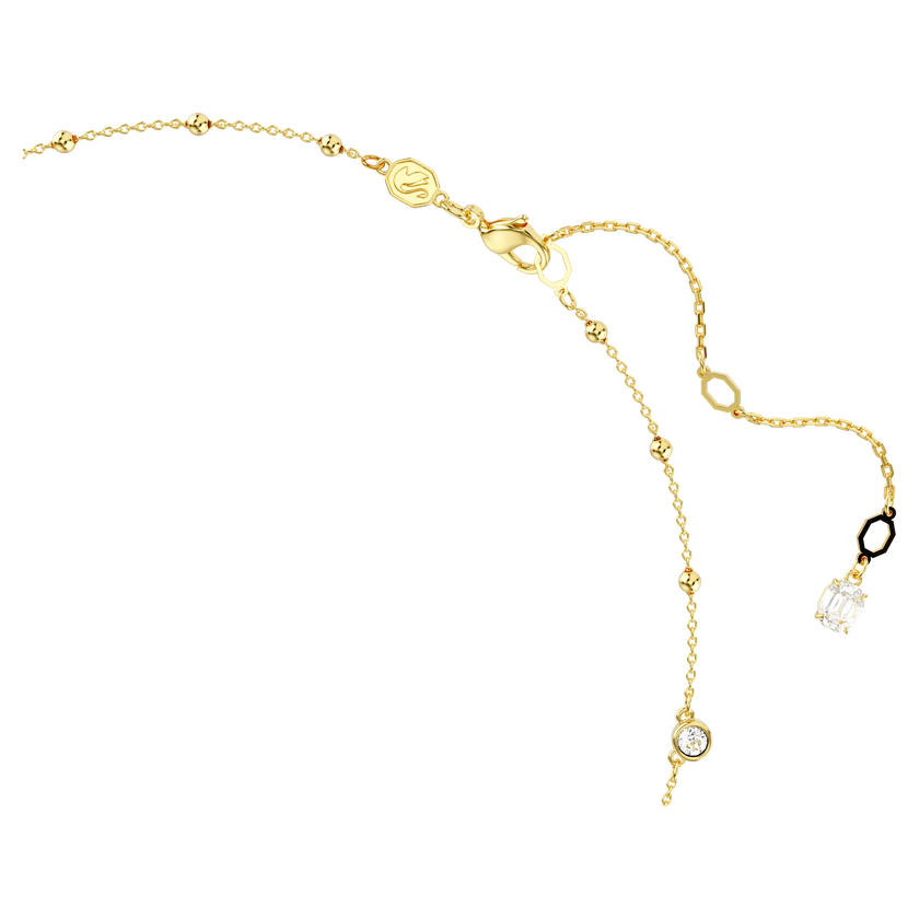 swarovski imber necklace  round cut  scattered design  white  gold tone plated
