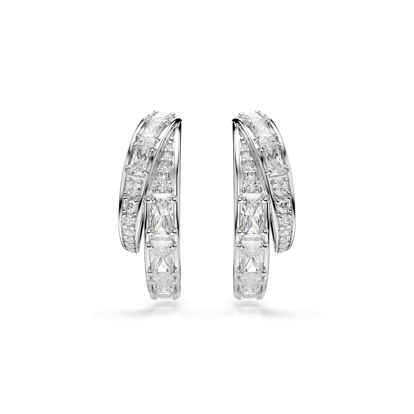 swarovski vienna hoop earrings  mixed cuts  white  rhodium plated