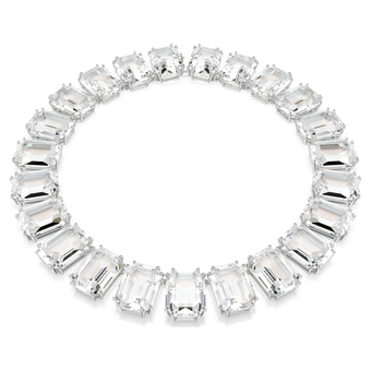 swarovski millenia necklace  oversized crystals  octagon cut  white  rhodium plated