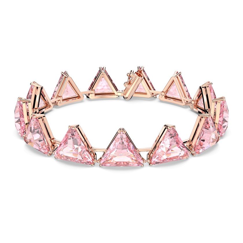swarovski millenia bracelet   triangle cut crystals  pink  rhodium plated