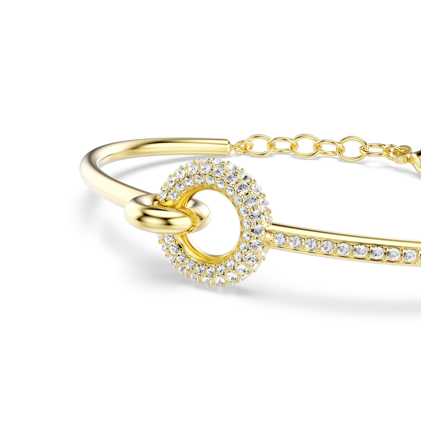 swarovski سوار dextera، قطع مستدير، لون أبيض، طلاء باللون الذهبي
