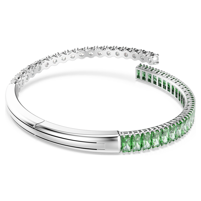 swarovski matrix bangle  mixed cuts  green  rhodium plated
