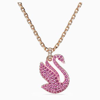 Swarovski Iconic Swan pendant, Swan, Medium, Pink, Rose gold-tone plated
