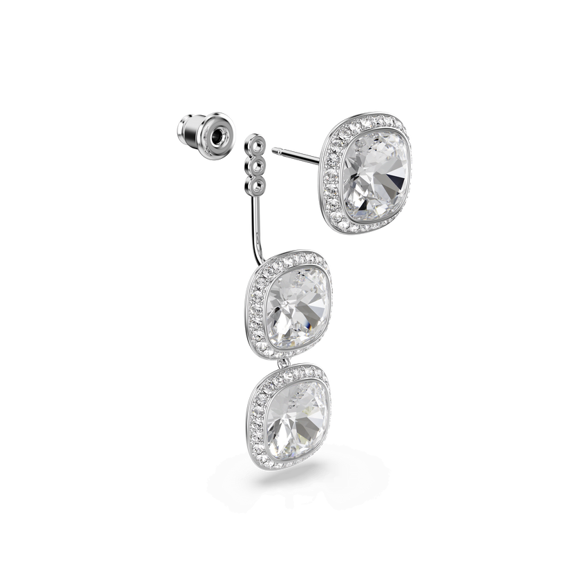 swarovski una angelic earrings  cushion cut  white  rhodium plated