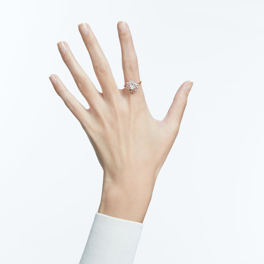 swarovski sunshine ring  white  rose gold plating