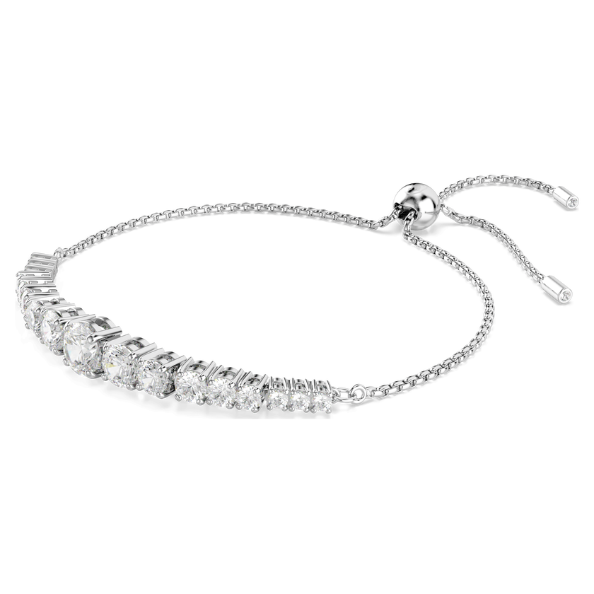 swarovski matrix bracelet  gradient of round cuts  white  rhodium plated