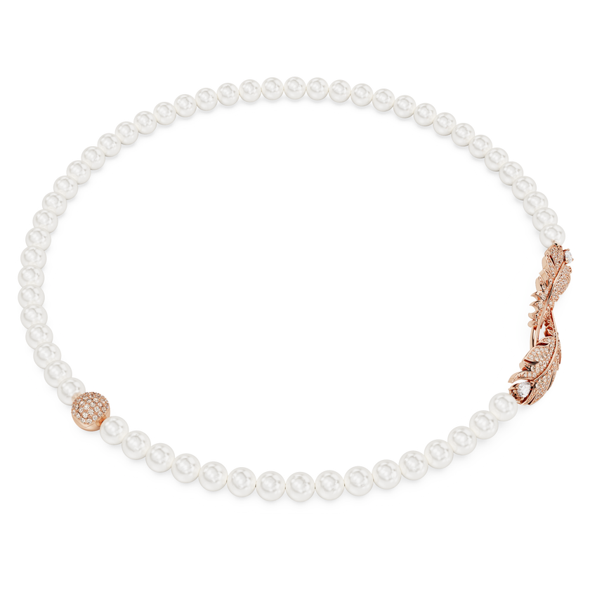 swarovski nice necklace  feather  white  rose gold tone plated