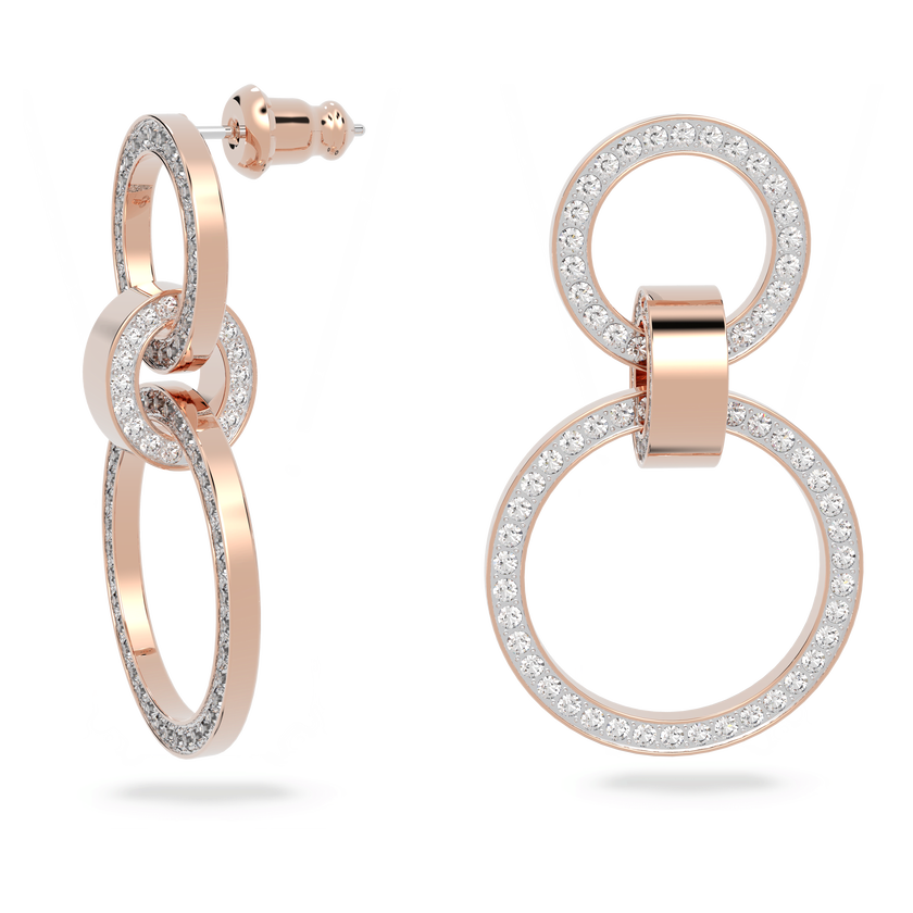 swarovski hollow hoop earrings  white  rose gold tone plated