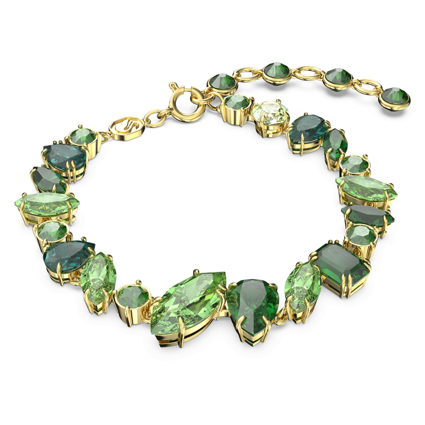 swarovski gema bracelet  mixed cuts  green  18k gold finish