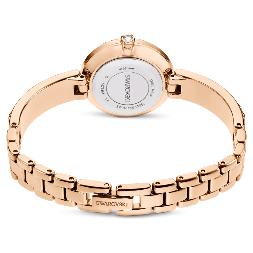 swarovski ساعة matrix bangle، صناعة سويسرية، سوار كريستال، لون أبيض، لمسة نهائية بلون ذهبي وردي