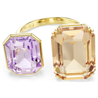 swarovski millenia open ring  octagon cut  multicolored  gold tone plated