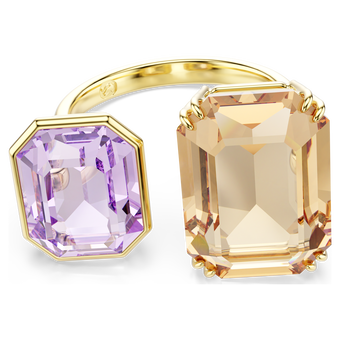 swarovski خاتم مفتوح millenia، قطع مثمن، ألوان متعددة، طلاء باللون الذهبي