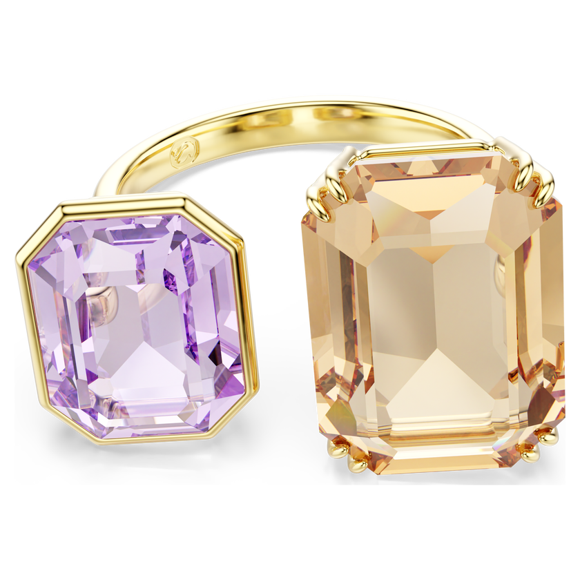 swarovski millenia open ring  octagon cut  multicolored  gold tone plated