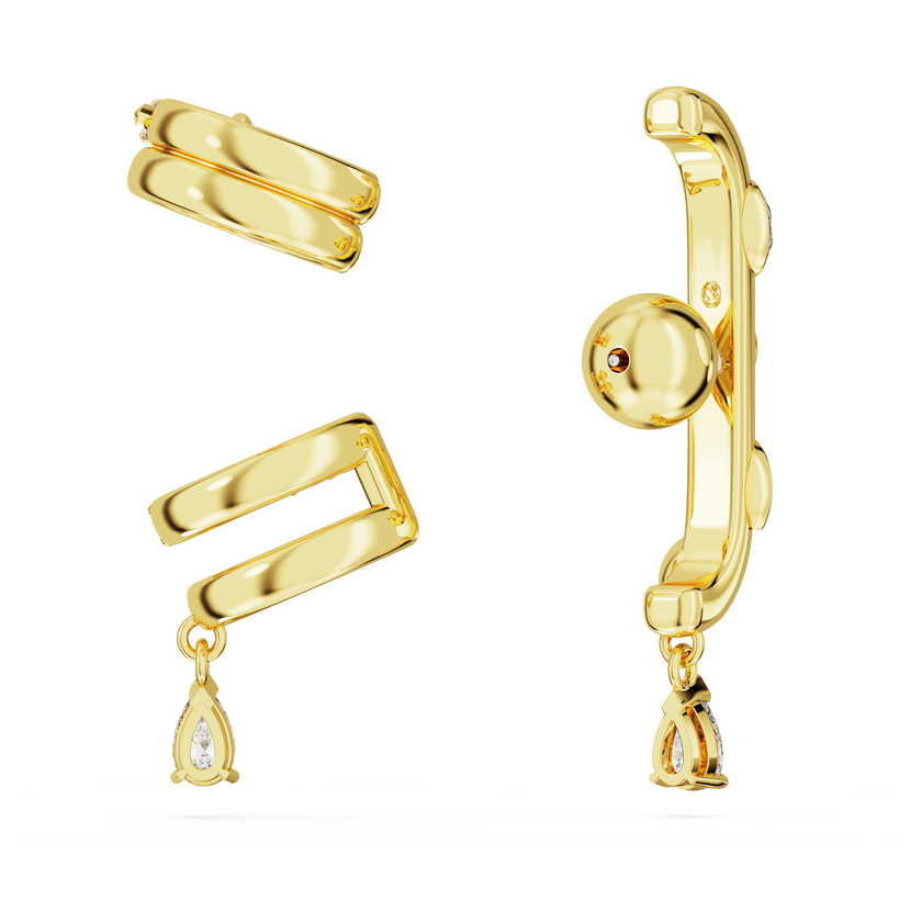 swarovski imber ear cuff  set  3   mixed cuts  white  gold tone plated