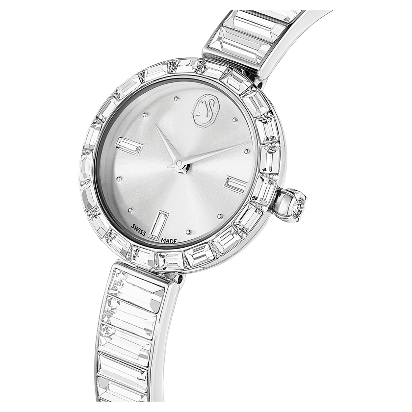 swarovski ساعة matrix bangle، صناعة سويسرية، سوار كريستال، لون أبيض، ستانلس ستيل