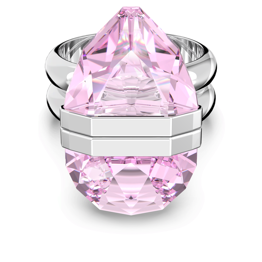 swarovski lucent ring  magnetic  pink  rhodium plated