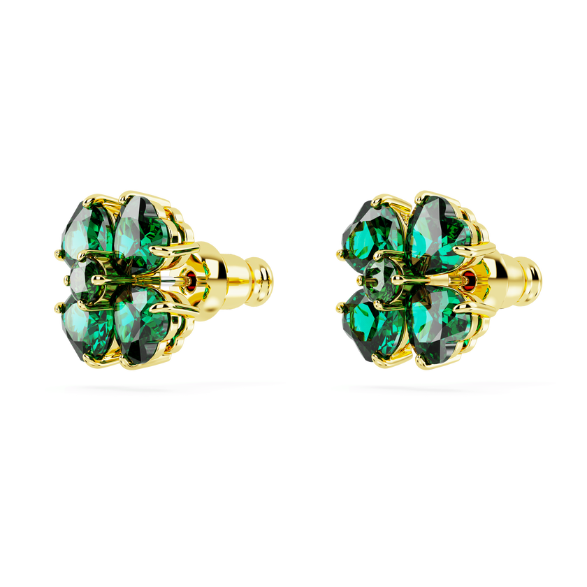 swarovski idyllia stud earrings  clover  green  gold tone plated