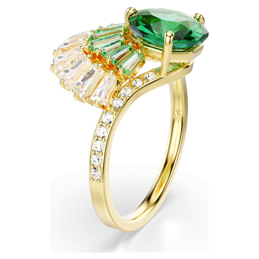 swarovski idyllia ring  mixed cuts  shell  green  gold tone plated