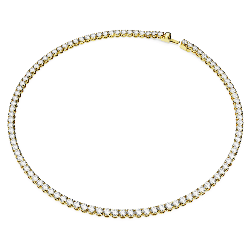 swarovski matrix tennis necklace  round cut  white  18k gold finish