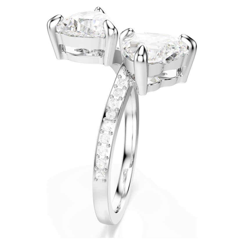 swarovski خاتم مفتوح mesmera attract، قطع على شكل قلب، كريستالات مُتراصَّة، شكل قلب، لون أبيض، لمسة نهائية باللون الفضي