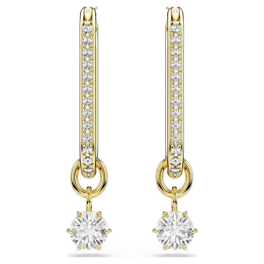 swarovski constella drop earrings  round cut  white  gold tone plated