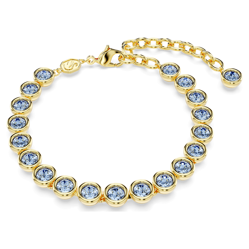 swarovski سوار تنس imber، قطع مُستدير، لون أزرق، طلاء بلون ذهبي