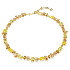 swarovski gema tennis necklace  mixed cuts  yellow  gold tone plated