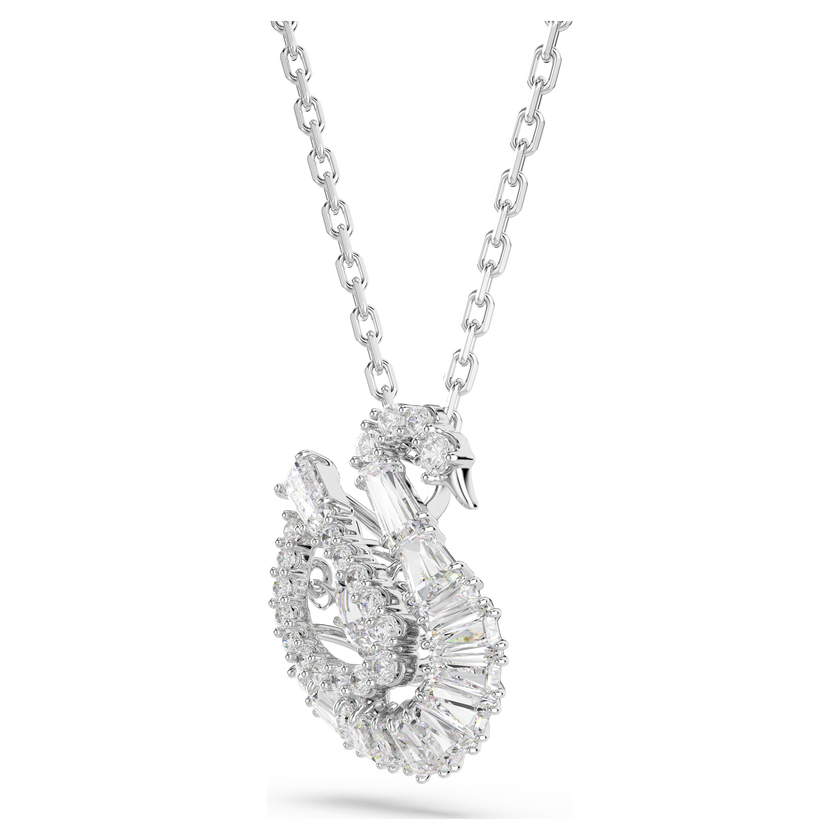 swarovski swan pendant  mixed cuts  swan  white