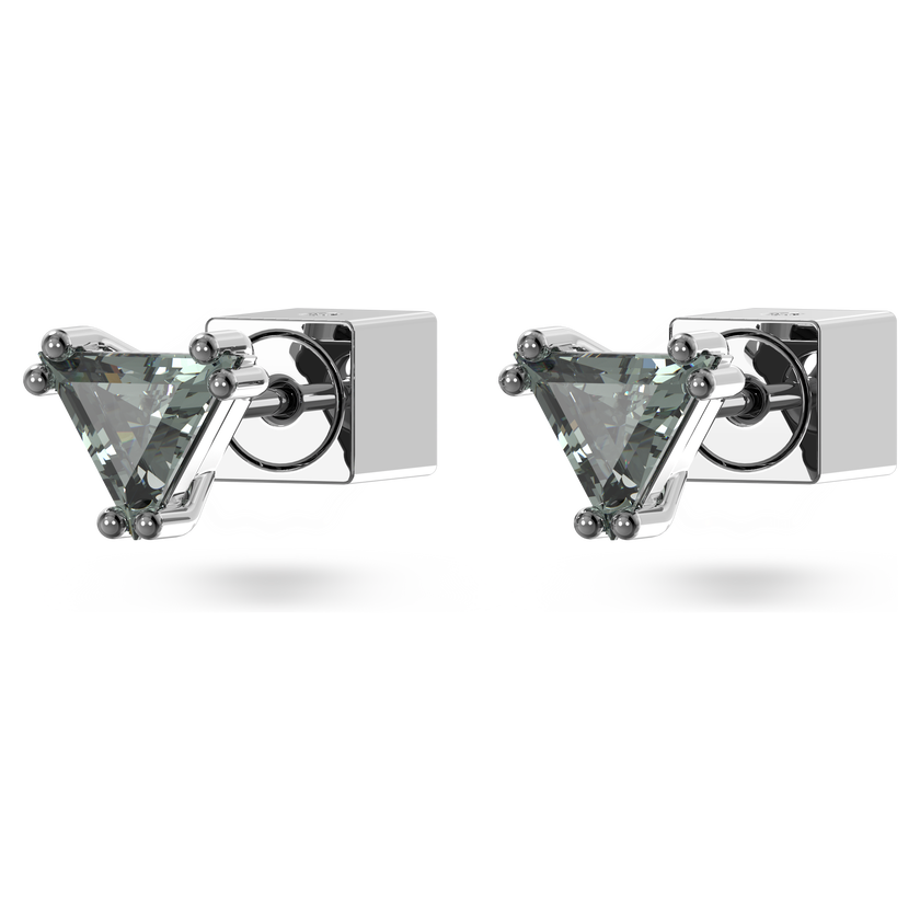 swarovski stilla stud earrings  triangle cut  black  ruthenium plated