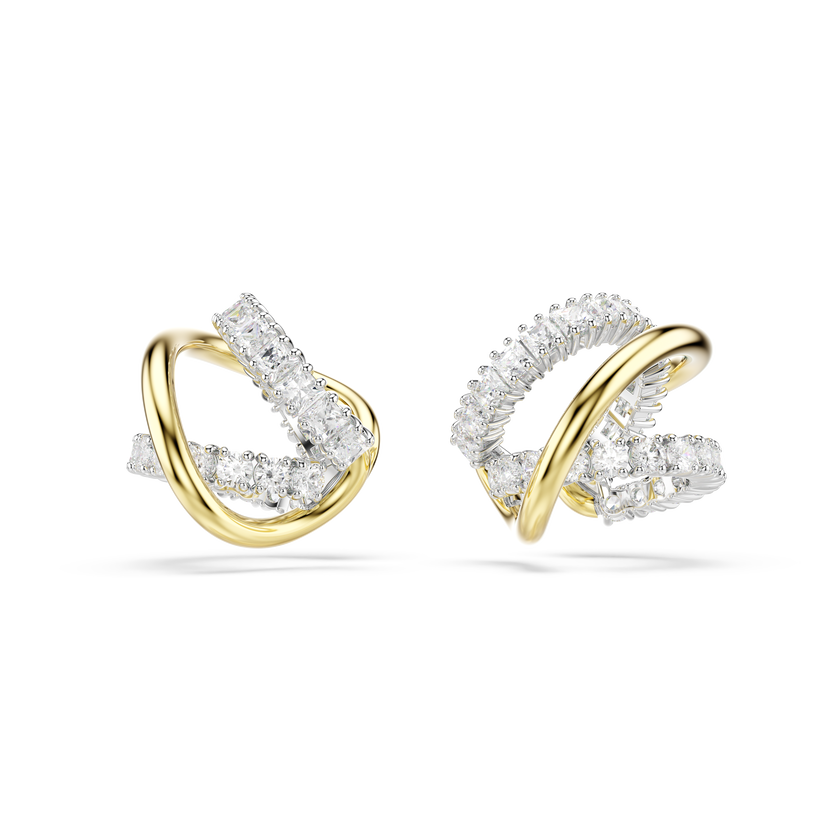 swarovski hyperbola ear cuffs  mixed cuts  white  mixed metal finish