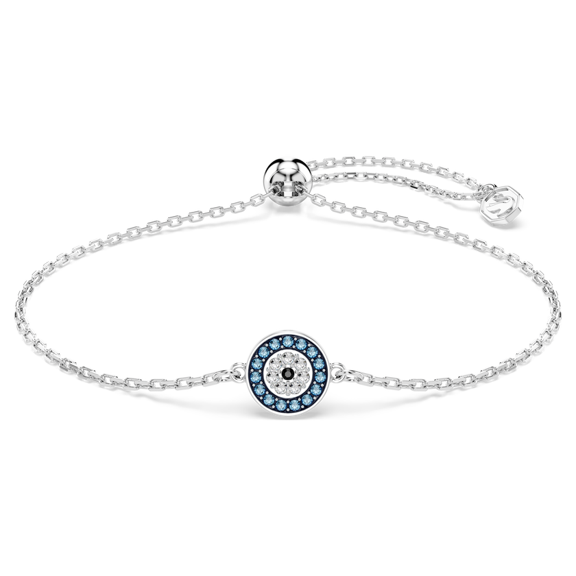 swarovski سوار luckily، أحجار كريستال صغيرة متراصة، شكل عين، لون أزرق، طلاء روديوم