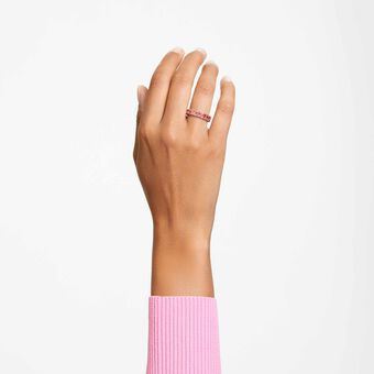 swarovski خاتم matrix، قطع باغيت، لون وردي، طلاء بلون ذهبي وردي